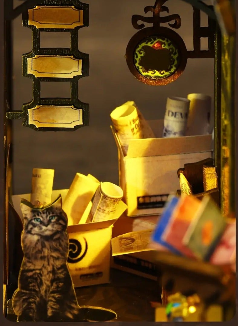 مجموعة نماذج متجر سحري ساحرة ديي-منزل مصغر خشبي مصنوع يدويًا مع تصميم خمر-أحجية ثلاثية الأبعاد الإبداعية للهواة والهدايا (البطاريات والغراء غير متضمنة) - Image 4